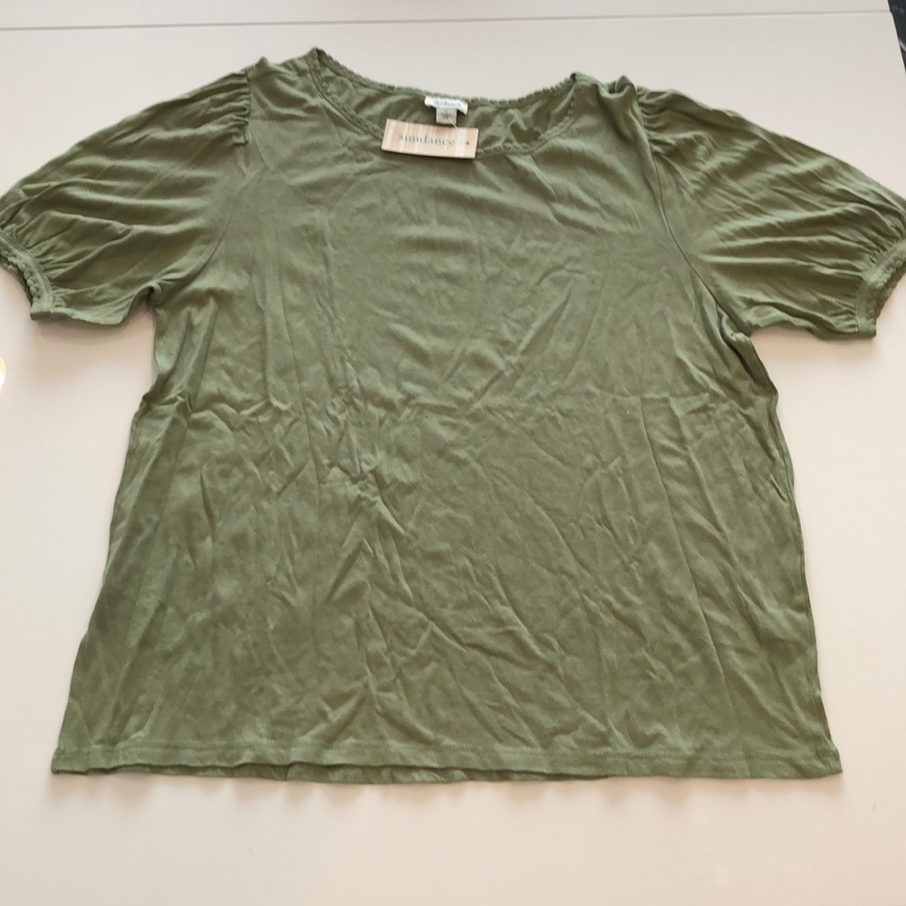 Sundance Olive Green Short Sleeve Top Brand New